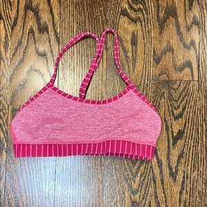lululemon athletica Pink Heather & Hot Pink Striped Sports Bra